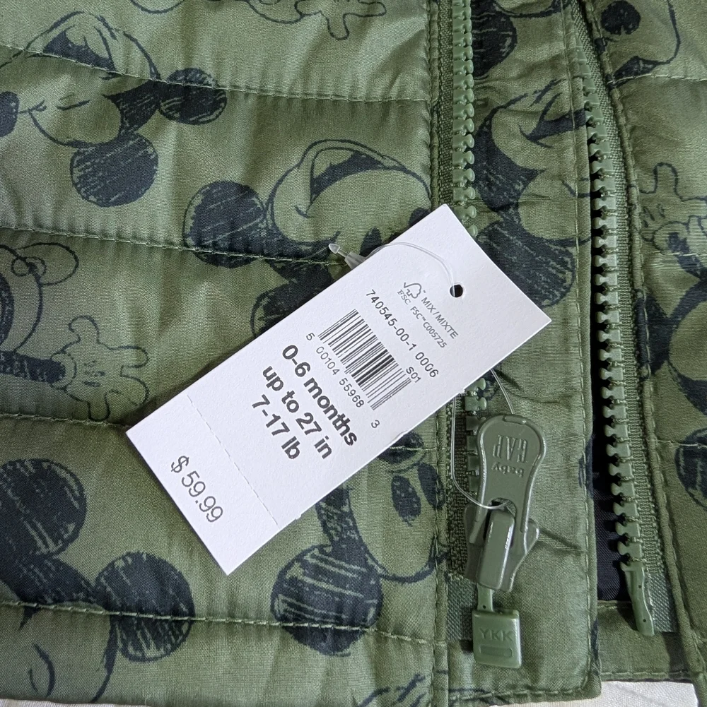Baby GAP Disney Mickey Mouse Baby Puffer Jacket 0-6‎ Months